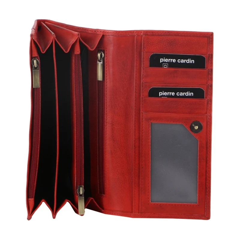 Pierre Cardin Women's Rustic Leather Protected RFID Wallet 19cm Red
