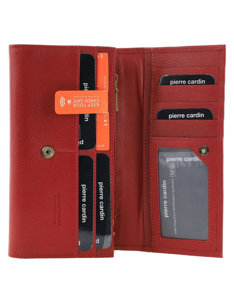 Pierre Cardin Women's Rustic Leather Protected RFID Wallet 19cm Red