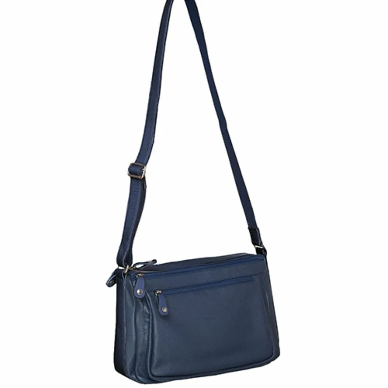 Milleni Women's Nappa Leather Shoulder Crossbody Bag 35x22cm Navy