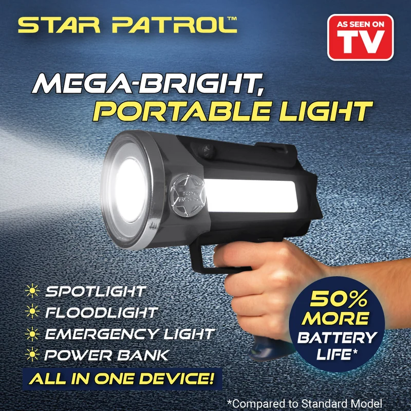 Star Patrol Platinum Rechargeable Spotlight with Built-In Power Bank