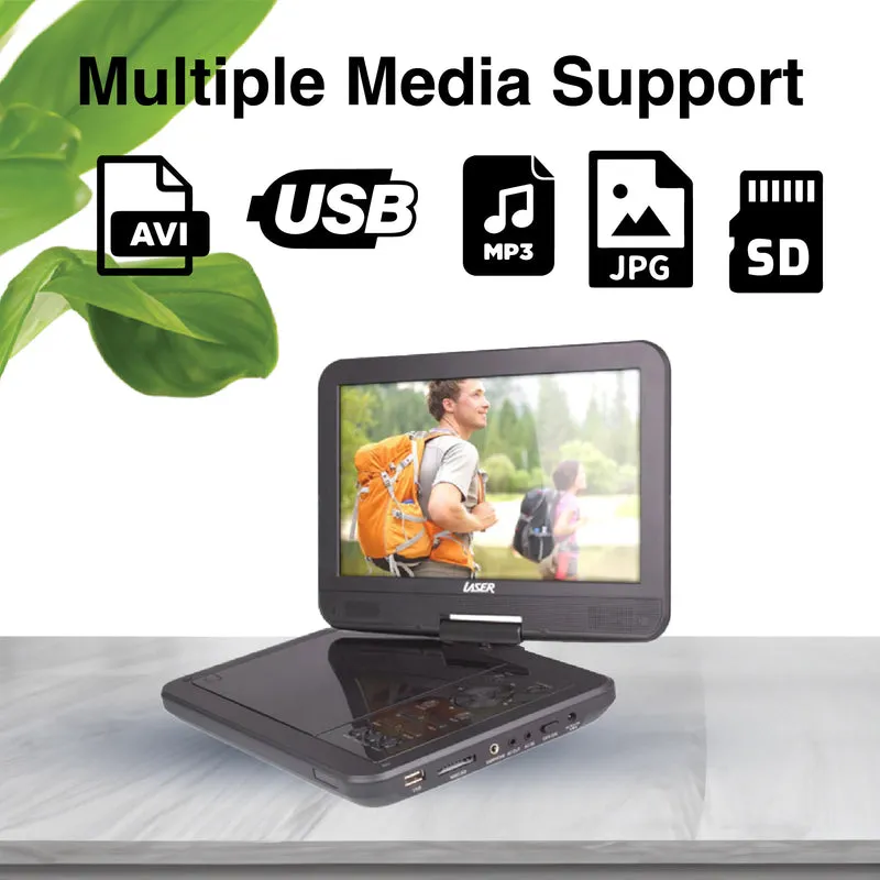 Laser Portable DVD Player 10" Screen with Anti-Skip Technology (Black)