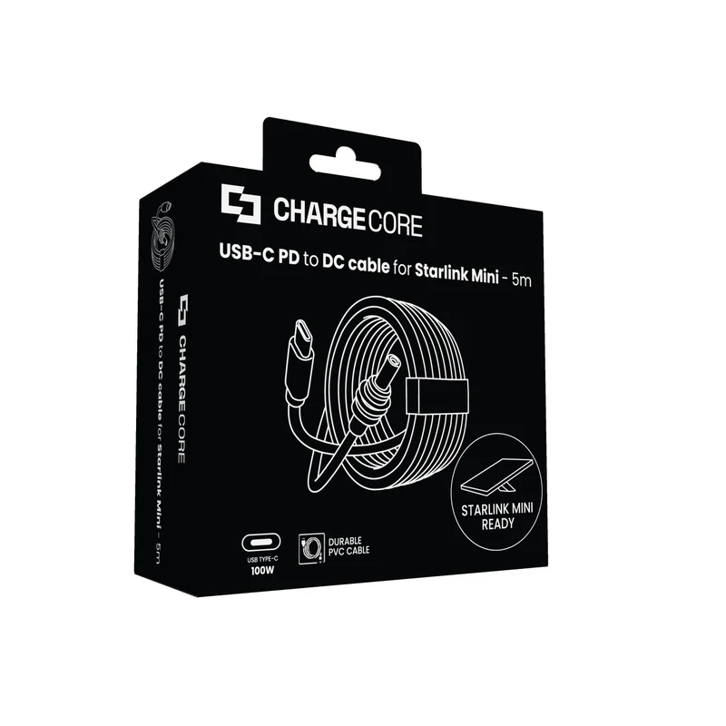 ChargeCore USB-C to DC 100W Cable for Starlink Mini (5M)
