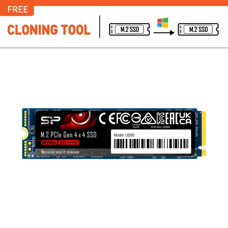 SP Silicon Power UD85 500GB PCIe Gen4 x4 NVMe M.2 2280 SSD, 3600MB/s Read, 2400MB/s Write - SP500GBP44UD8505