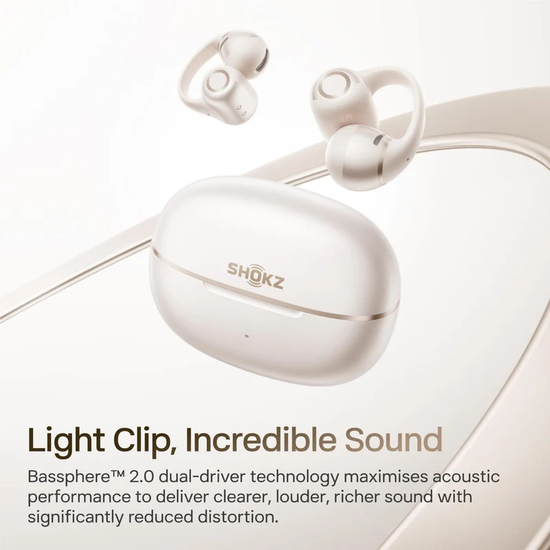 Shokz OpenDots 2 Open-Ear Earbuds (Pearl White)