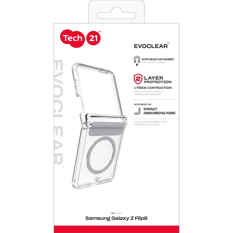 Tech21 EvoClear Case with Magnet for Galaxy Z Flip8 (Clear)