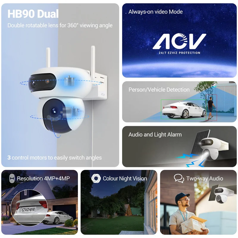 EZVIZ HB90 Dual 3K Security Camera with Solar Panel