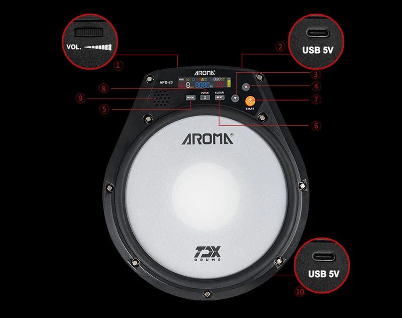 Aroma 8" Portable Drum Practice Pad