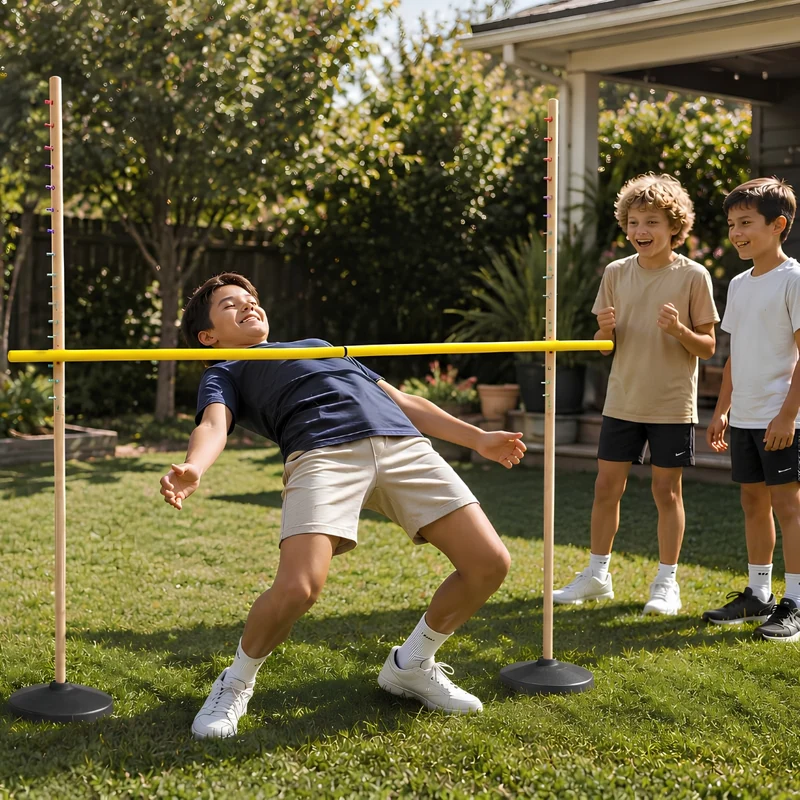 Jenjo Games Wooden Limbo Set with Rubber Legs & Plastic Pole - 158cm