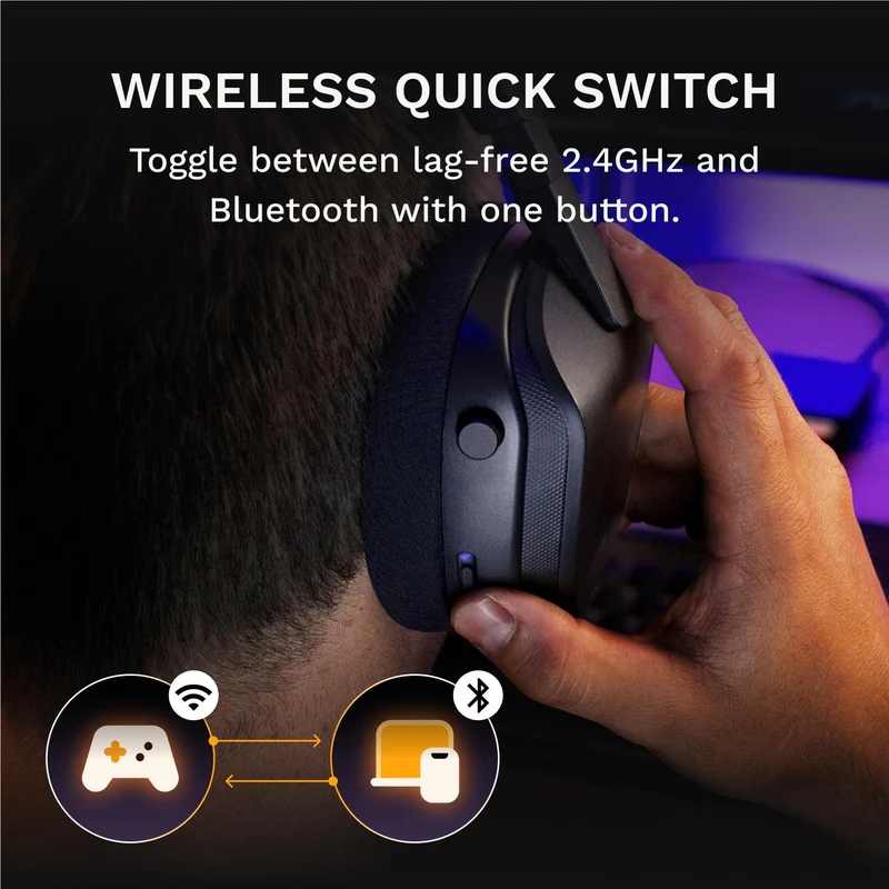 Glorious GHS Wireless InfinitePlay Gaming Headset for PC, PS5, PS4, Switch (Black)