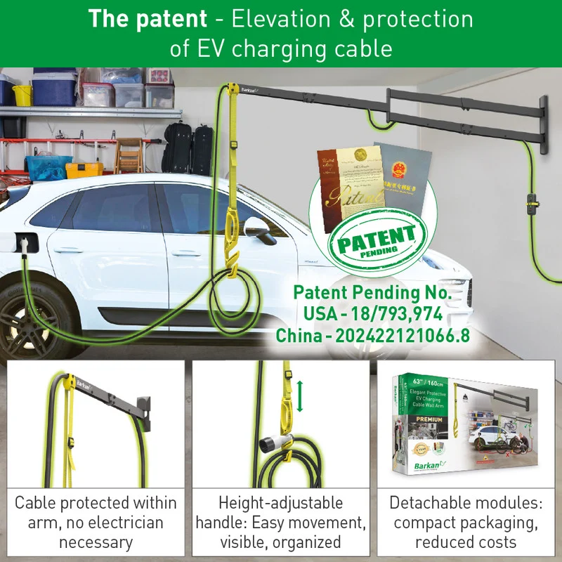 Barkan EV160WM2 160cm Protective EV Charging Cable Wall Arm