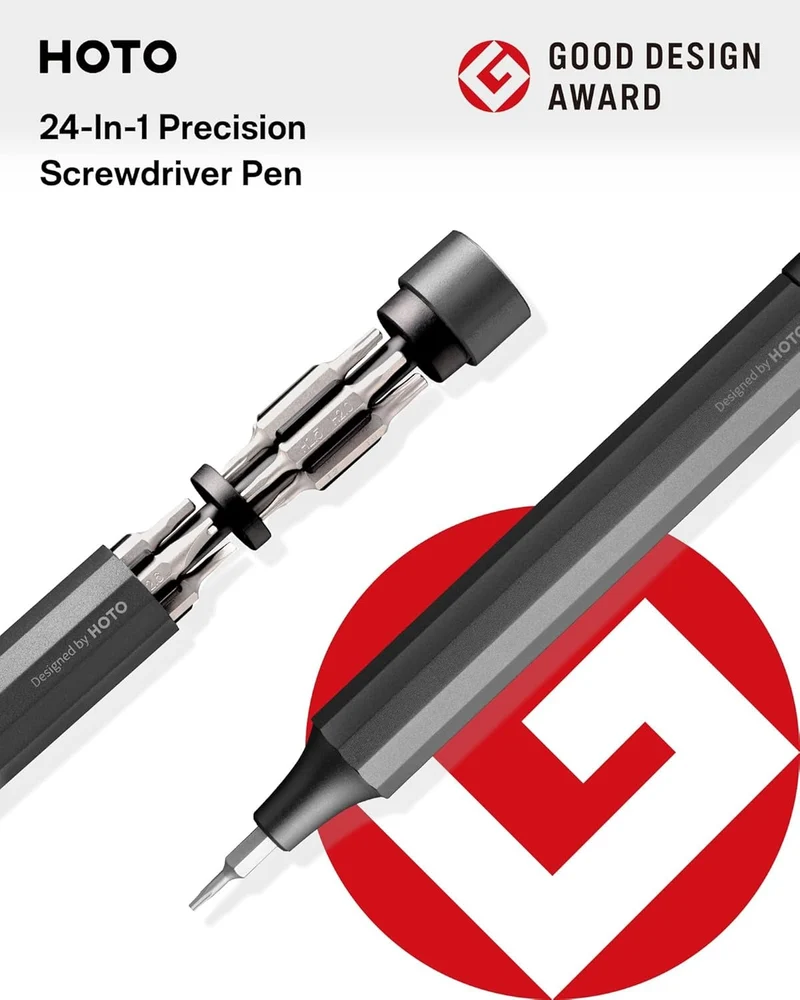 HOTO Manual Precision Screwdriver Pen Pocket Tool (Black)