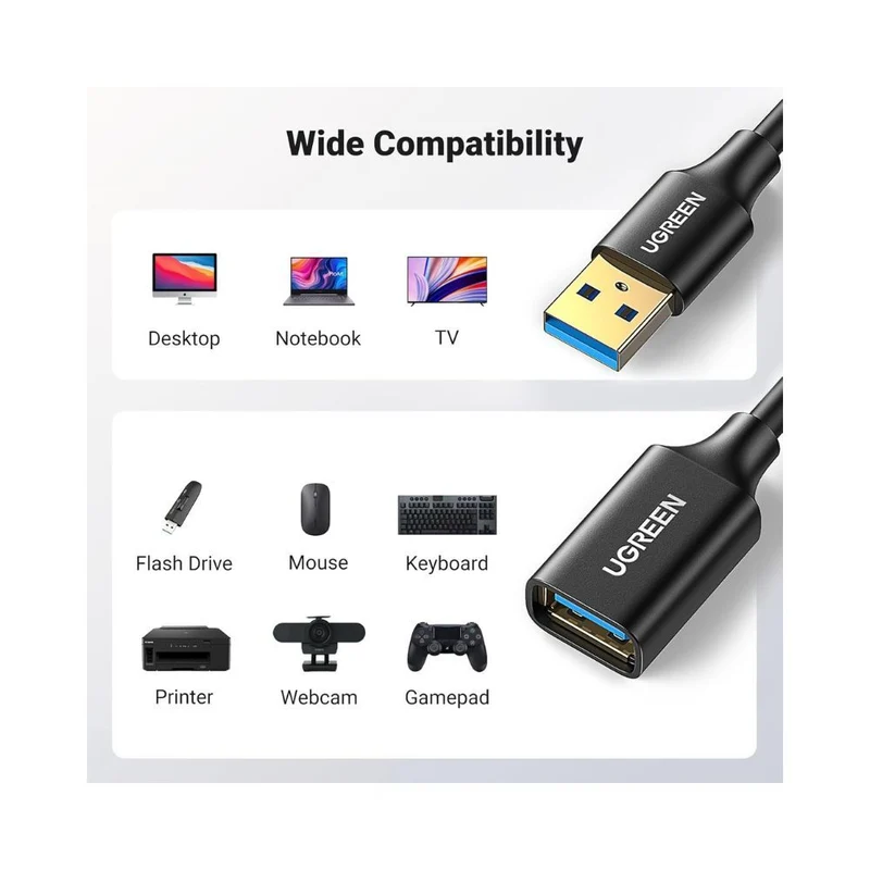 UGREEN 1M USB 3.0 Extender Cable - 5Gbps