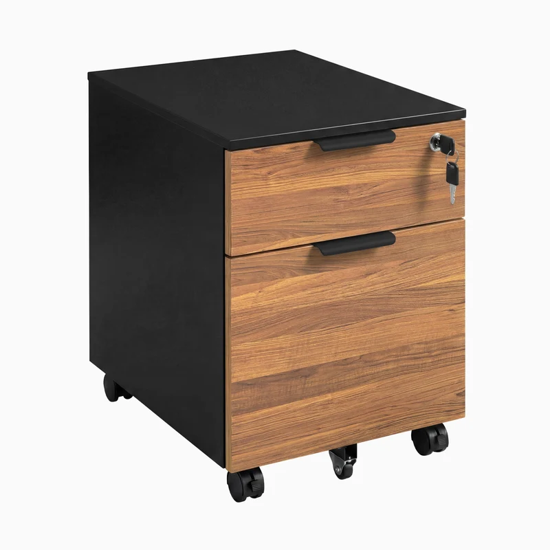 Desky Minimal Filing Cabinet - Black / Black Melamine
