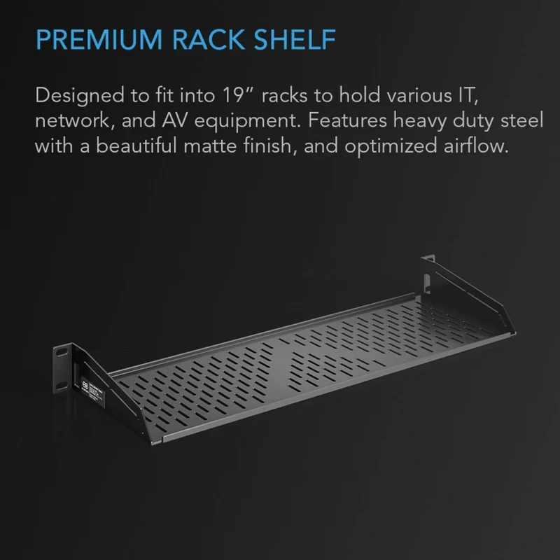 AC Infinity Vented Cantilever 1U Rack Shelf Steel Black 6 Inch