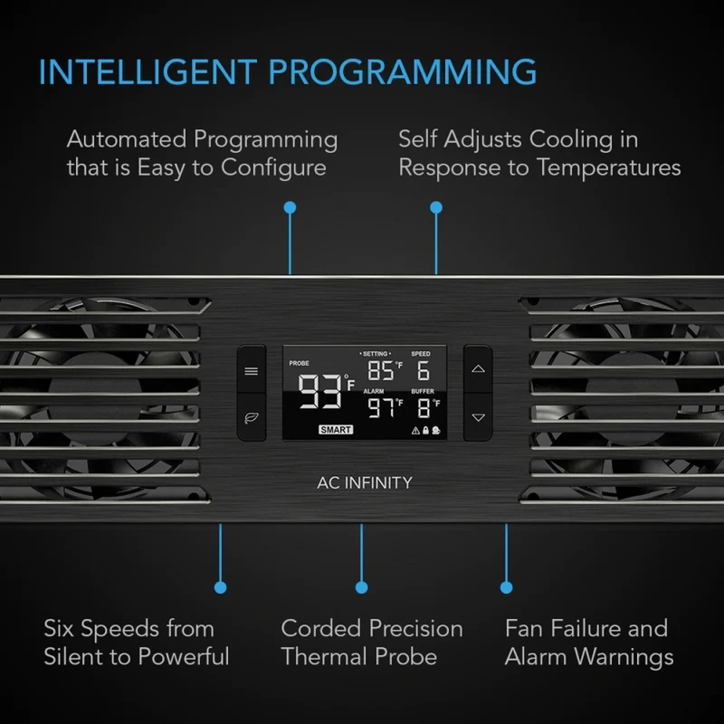 AC Infinity Cloudplate T7-N 50-220 CFM 2U Rack Cooler Front Intake