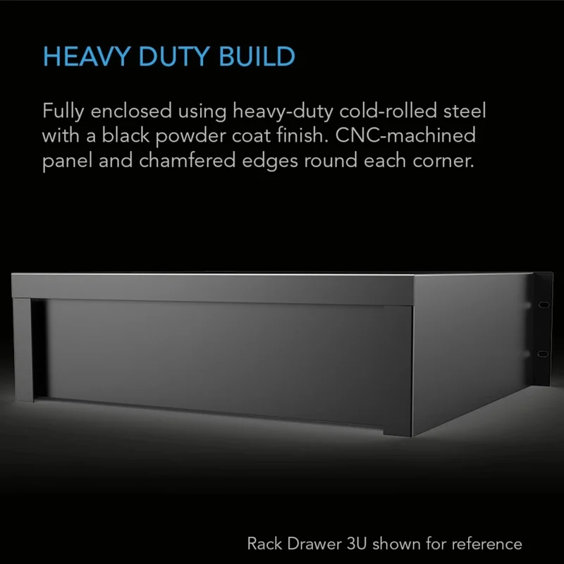 AC Infinity Heavy-Duty Rack Drawer Aluminium Faceplate 3U Black