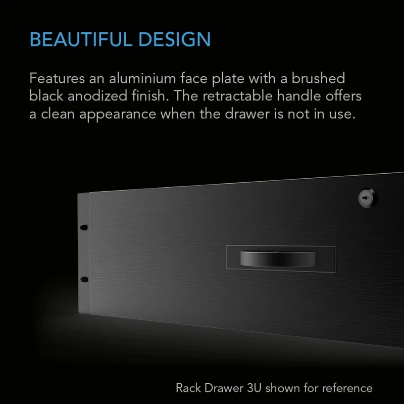 AC Infinity Heavy-Duty Rack Drawer Aluminium Faceplate 1U Black