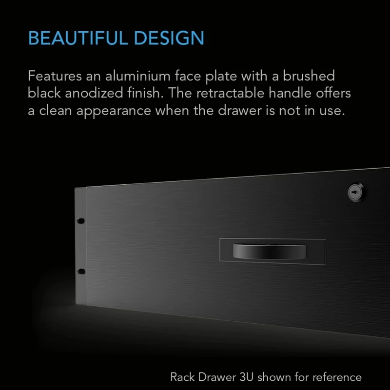 AC Infinity Heavy-Duty Rack Drawer Aluminium Faceplate 2U Black