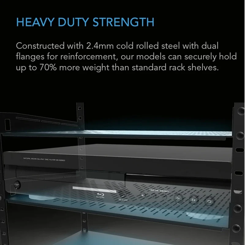 AC Infinity Vented Cantilever 1U Rack Shelf Steel Black 10 Inch