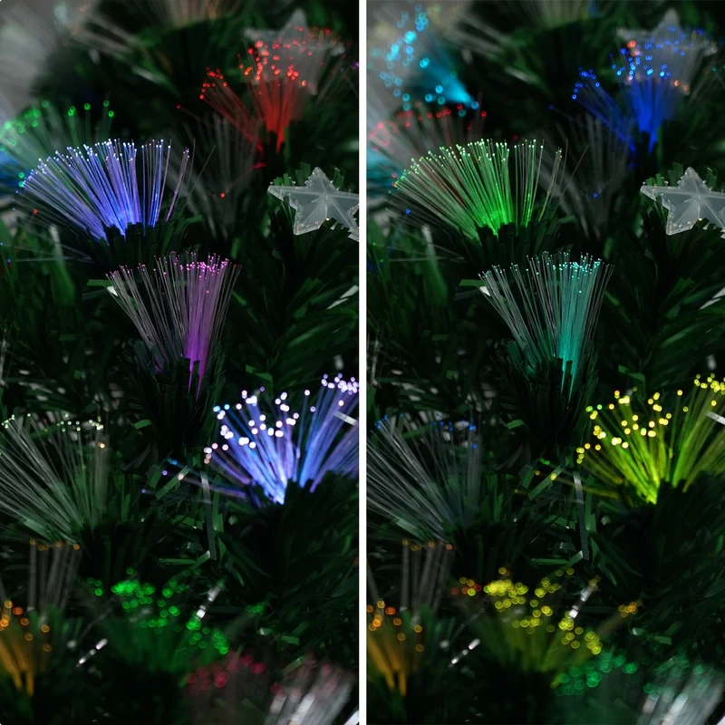 Christabelle 2.4m 8ft Pre-Lit Fibre Optic Artificial Christmas Tree with Multicolour Twinkling Star Lights