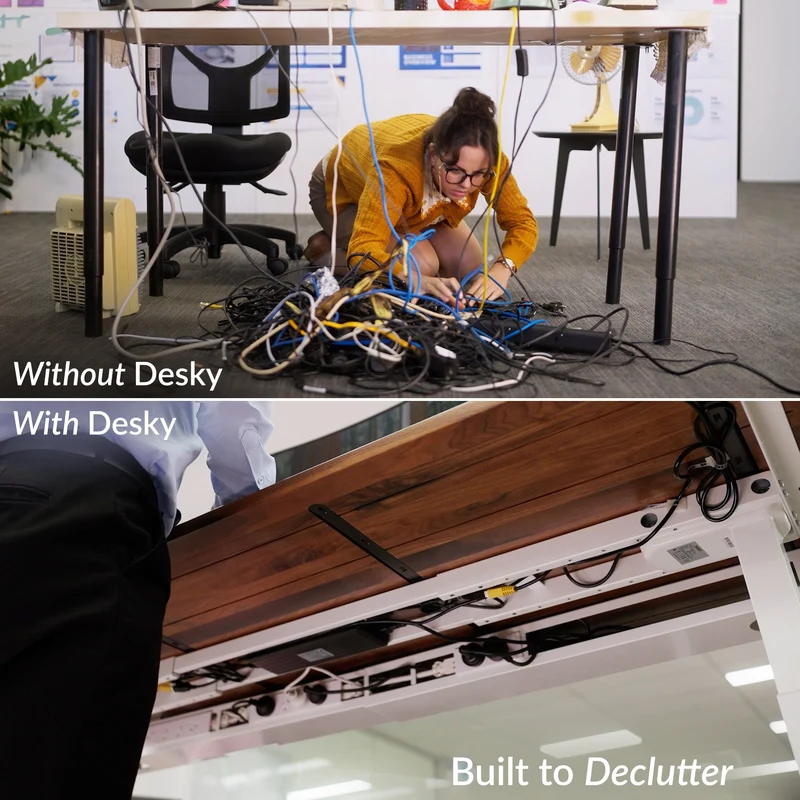 Desky Integrated Cable & Data Channel 4-Plug Wheat