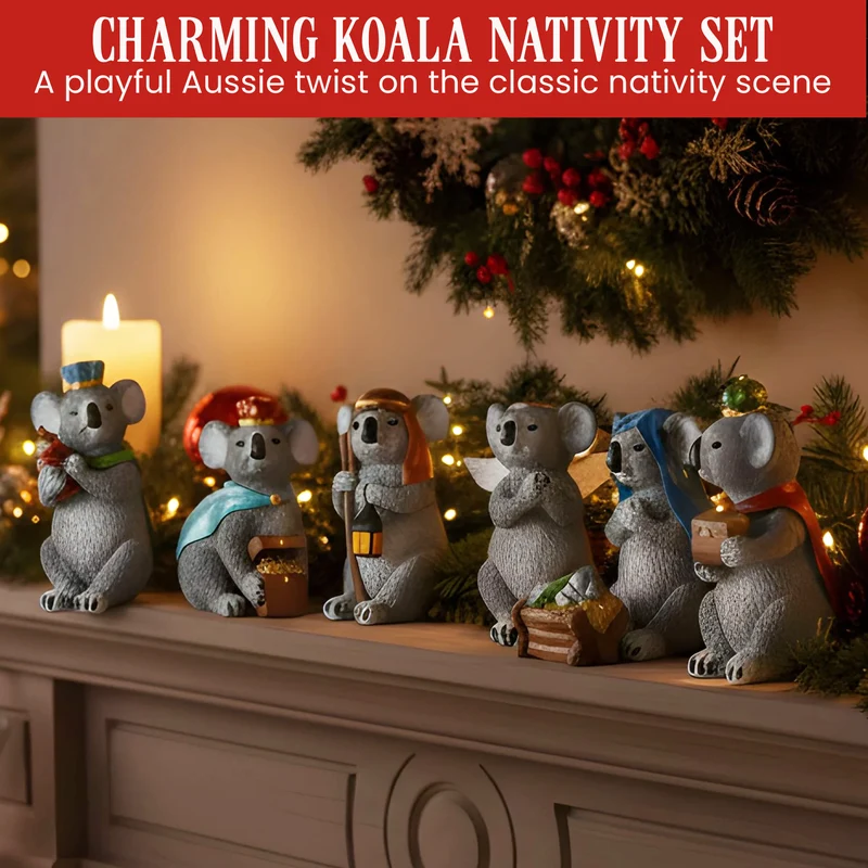 Christabelle 7 Piece Koala Christmas Nativity Scene Christmas Tree Decoration Ornaments