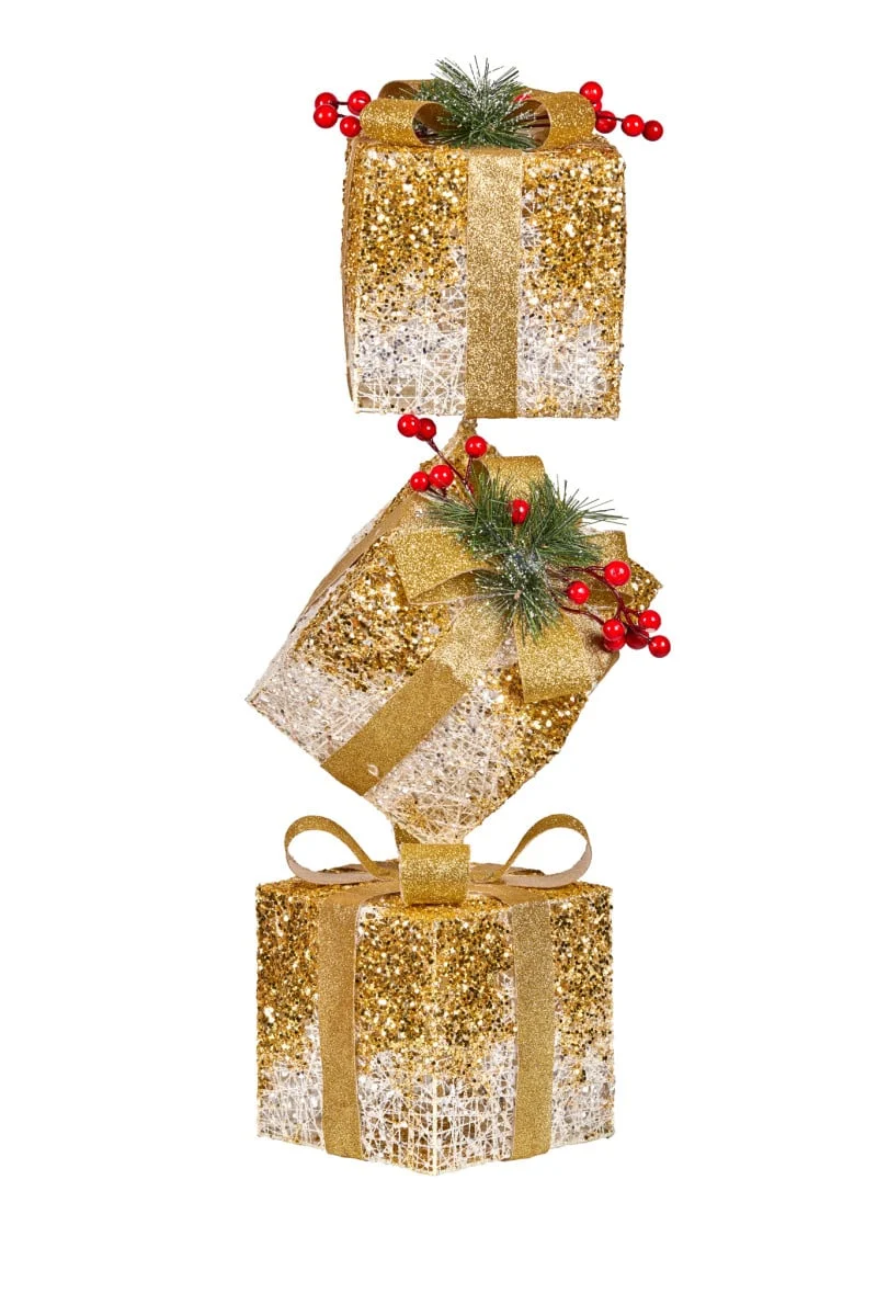 Christabelle 63cm Christmas Present Display Stack with LED Lights Decoration