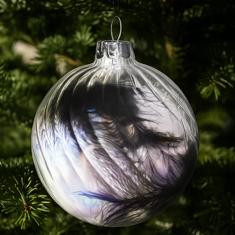 Christabelle Clear Striped Glass Baubles 6Pcs Filled with Feathers Balls Christmas Tree Decoration Ornament