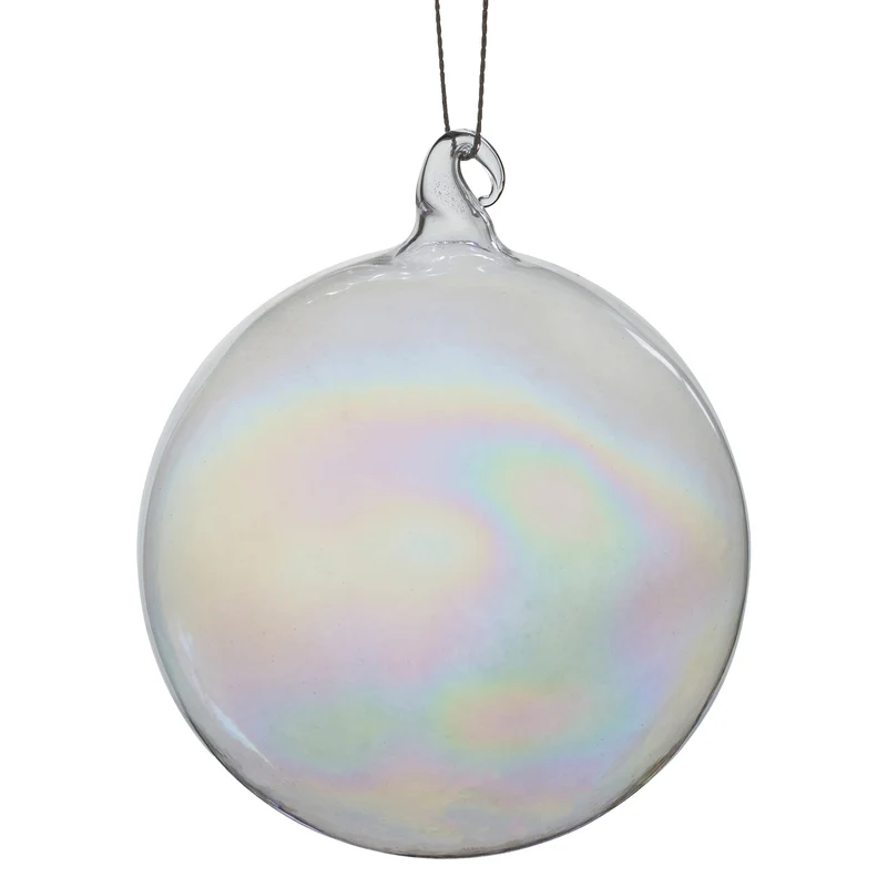 Christabelle Box of 6 Pure Clear Glass Baubles with Iridescent Shine