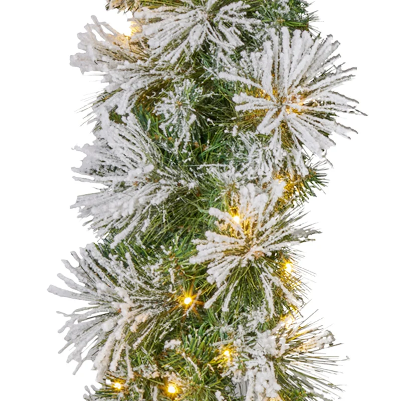 Christabelle Majestic Snow 274cm 9ft Prelit Flocked Christmas Garland with 100 Multi-Function LED Lights