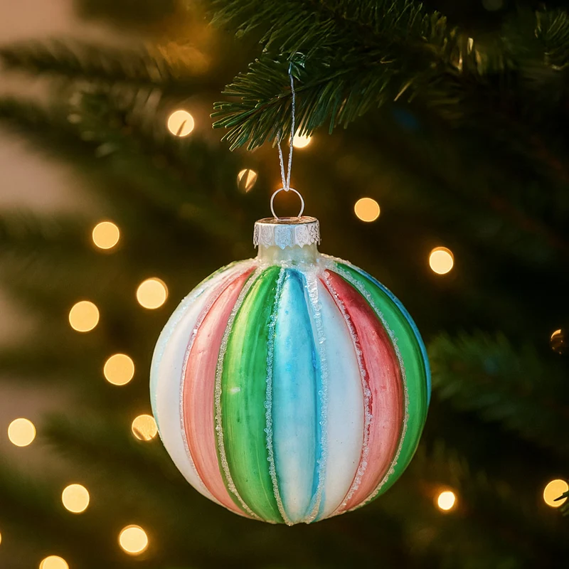 Christabelle Multi-Colour Glass Baubles 6Pcs Balls Christmas Tree Decoration Ornament