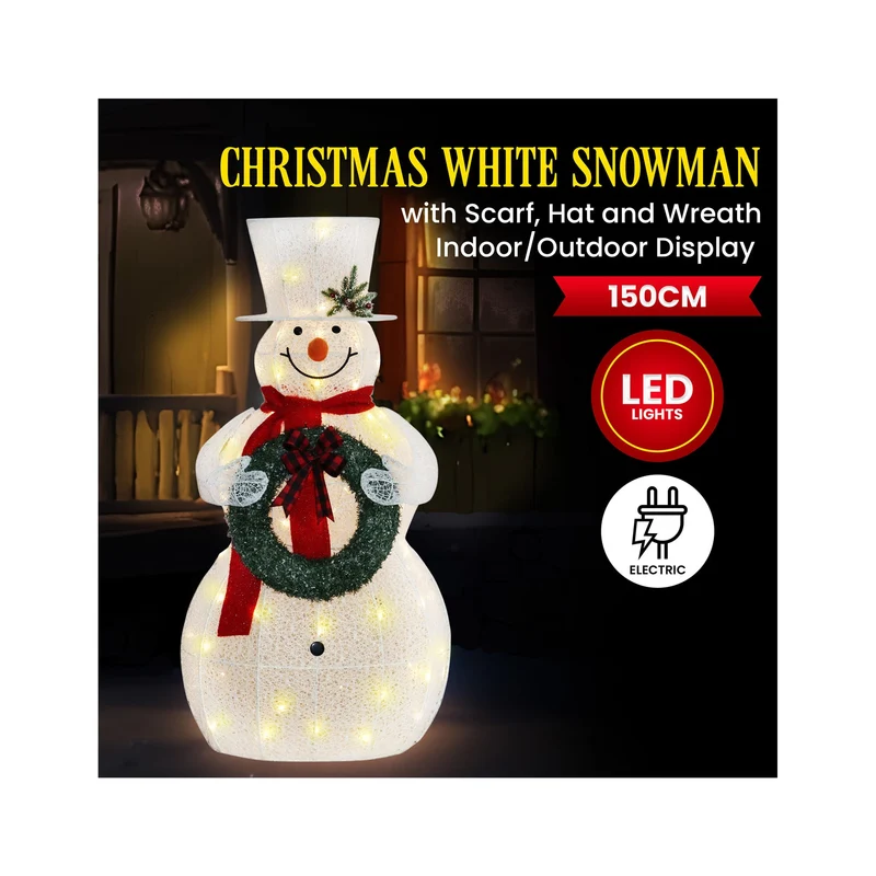Christabelle 150cm White Outdoor Christmas Snowman with Lights