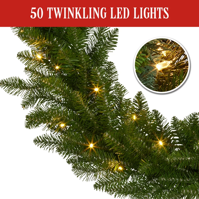 Christabelle 2.74m Christmas Garland with LED Lights Dunhill Shimmer Fir Tree Decoration Ornament