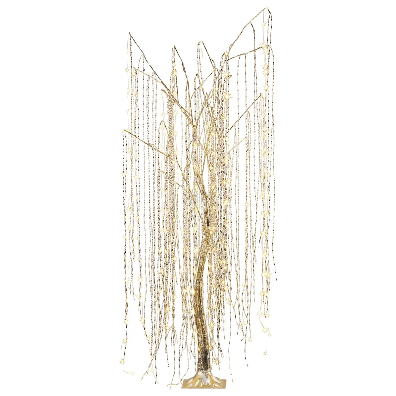 Christabelle Silver Willow Tree 180cm Christmas Display Warm White LED Lights Flexible Branches & Hanging Strands