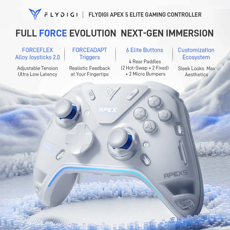 FLYDIGI APEX 5 Wireless Gaming Controller for Windows, Nintendo Switch (White)