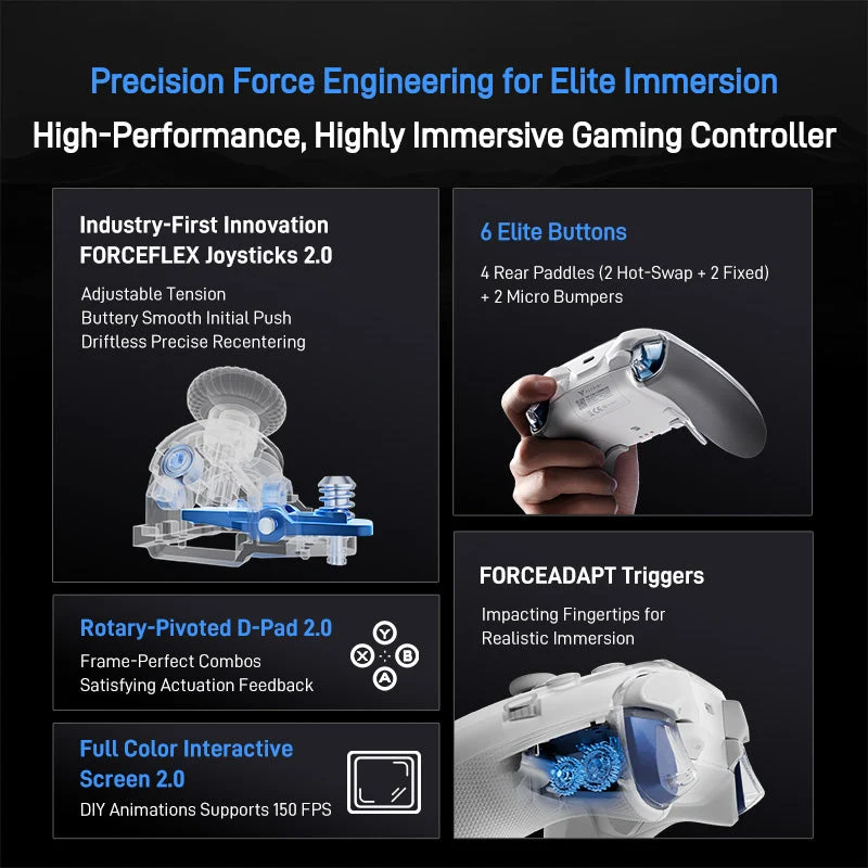 FLYDIGI APEX 5 Wireless Gaming Controller for Windows, Nintendo Switch (White)