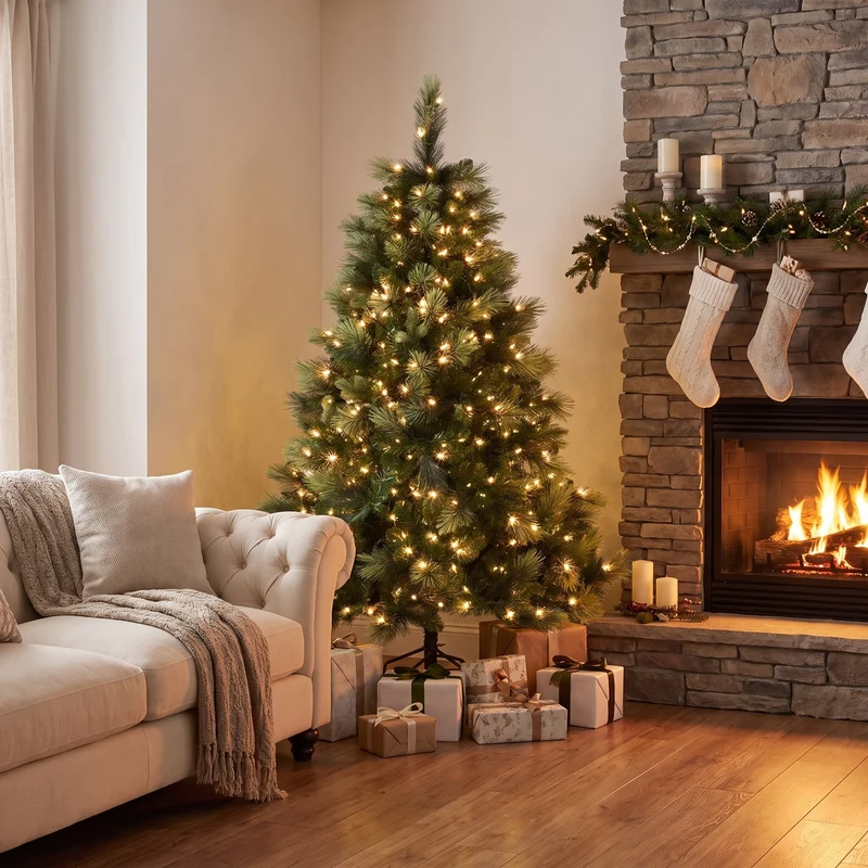 Christabelle 2.3m 7.5ft Christmas Tree with LED Lights Carolina Pine