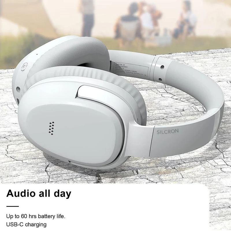 Silcron Active Noise Cancelling Bluetooth Headphones (White)