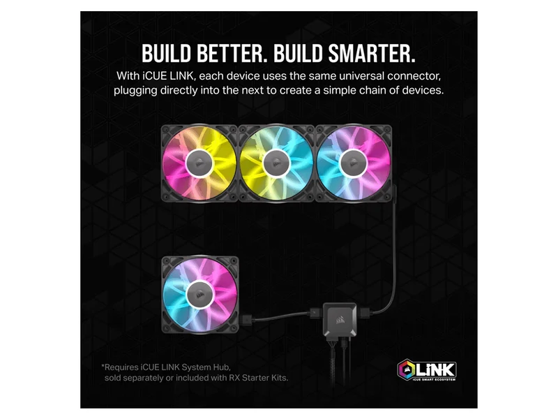 Corsair iCUE LINK RX140 II RGB 140mm PWM Single Case Fan - Black