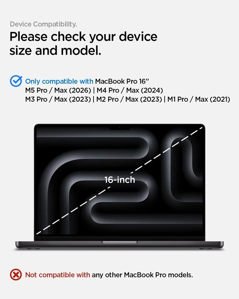 Spigen MacBook Pro 16" 2026/2024/2023/2021 (M1/M2/M3/M4/M5 Pro/Max) GLAS.tR Slim Glass Screen Protector (Clear)