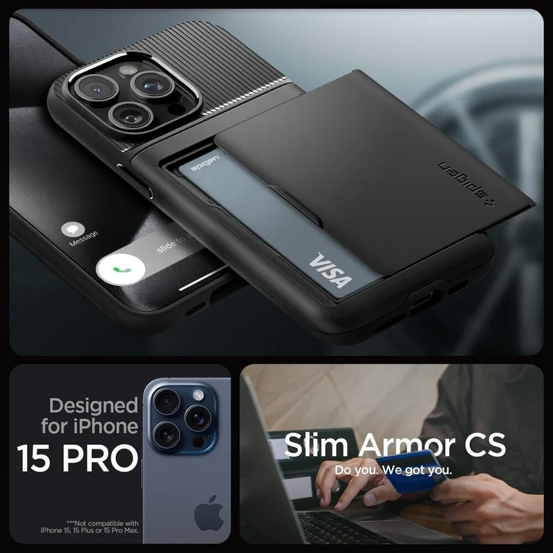 Spigen Apple iPhone 15 Pro Slim Armor CS Case - Black