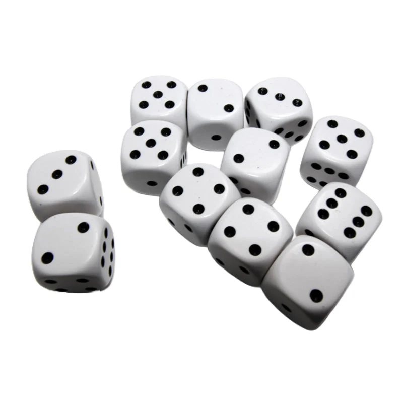 Chessex CHX 25601 Opaque White/Black 16mm D6 Dice Block (12 Dice)