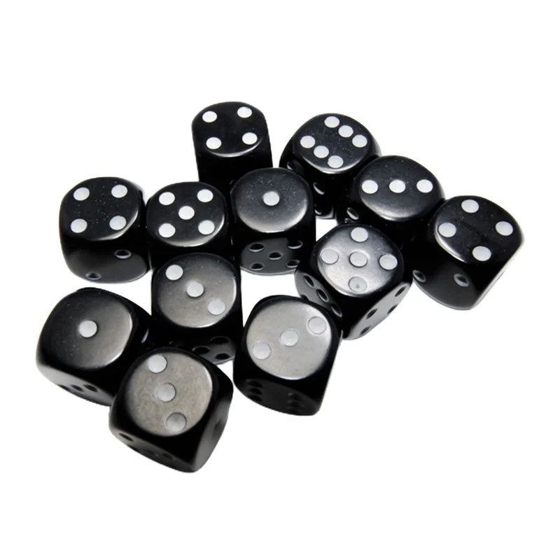 Chessex CHX 25608 Opaque Black/White 16mm D6 Dice Block (12 Dice)