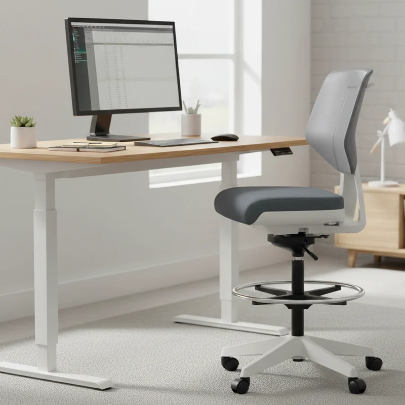 Desky Swivel 3D Tilt with Drafting Chair White/Grey
