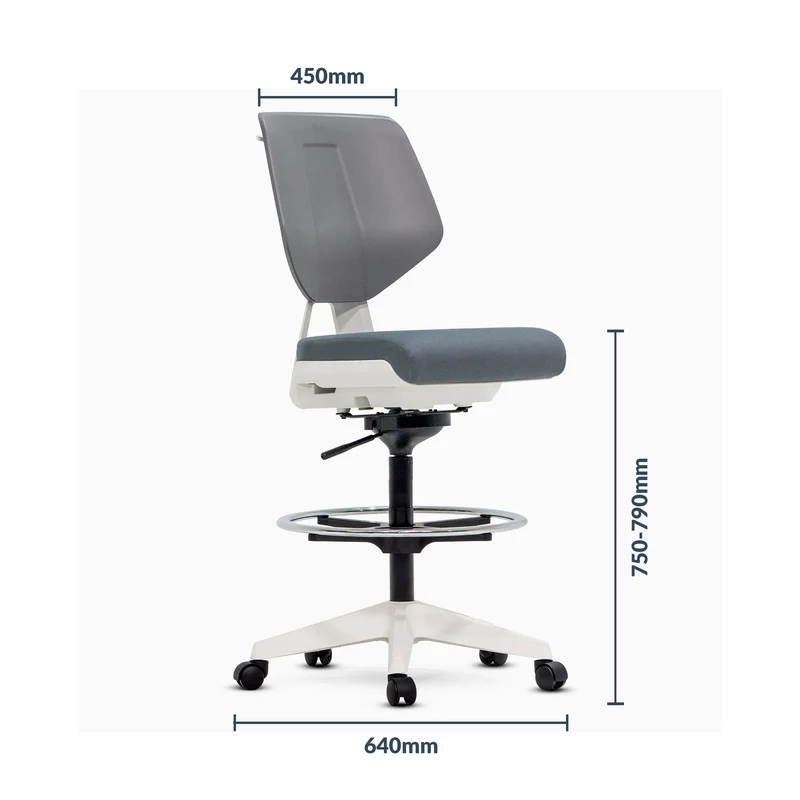 Desky Swivel 3D Tilt with Drafting Chair White/Grey