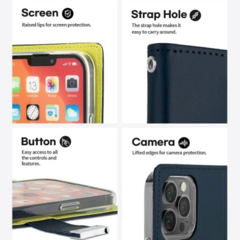 Goospery Rich Diary for iPhone 16 Plus - Navy