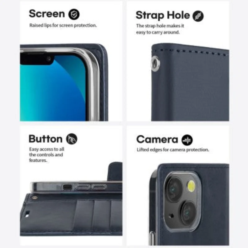 Goospery Bluemoon Diary for iPhone 16 Pro - Black, With Magsafe