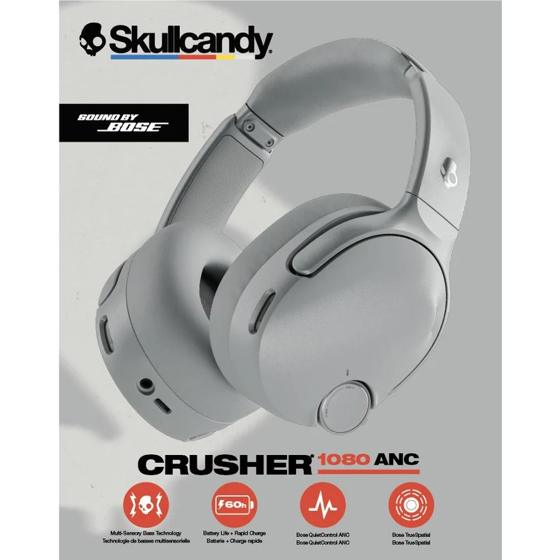 Skullcandy Crusher 1080 ANC Sound by Bose Over-Ear Headphones (Cement)