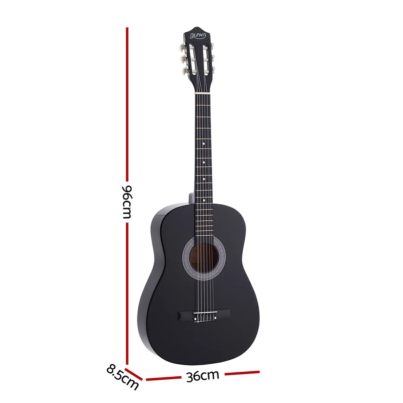 Alpha 38" Acoustic Guitar Full Size Classical Cutaway Nylon String Black