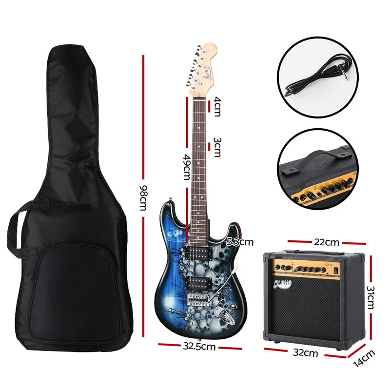 Alpha Electric Guitar Music String Instrument 20W Amplifier Blue
